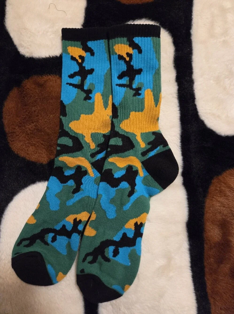 Men's Camouflage Crew Socks in Green, Blue & Gold